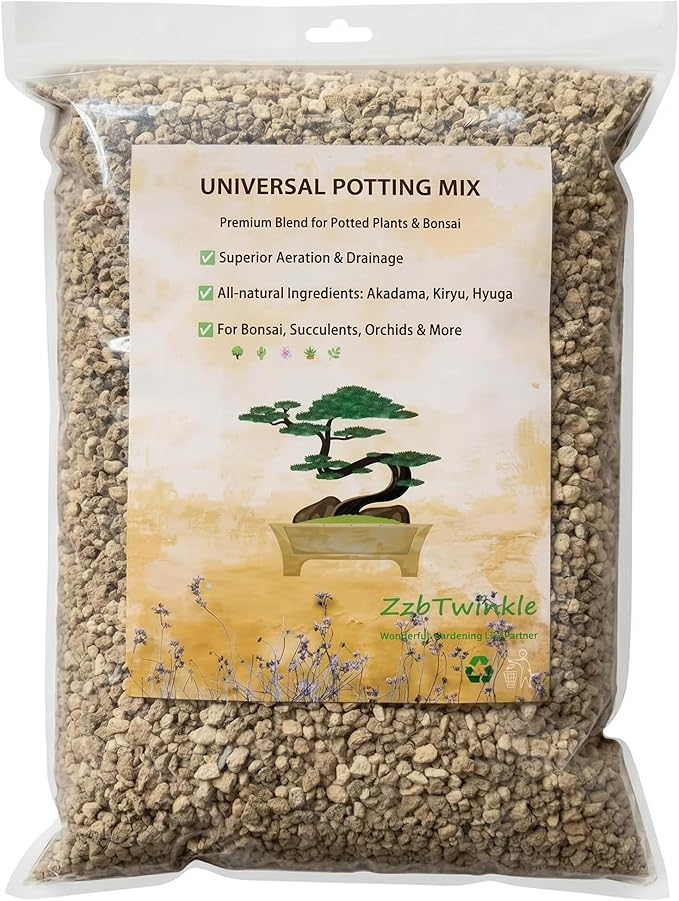 Japanese Akadama Kiryu Hyuga Bonsai Soil Mix, Premium All-Purpose Blend for Bonsai Tree Succulents Orchids and More - Small Grain 6lb/4qt, Superior Aeration, Drainage & Water Retention