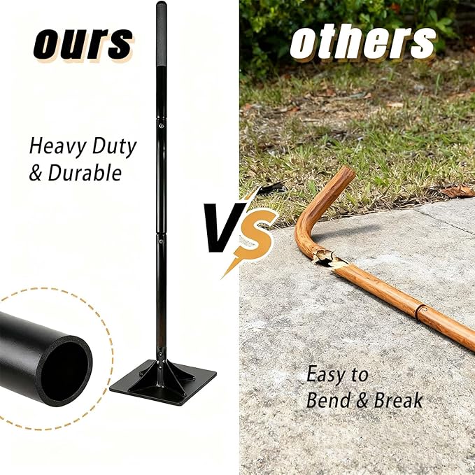 Steel Tamper Tool with 48 inch Handle, 10''x10'' Gardening Hand Tools for Leveling Ground Installing Pavers Driveway, Garden, Yard and Repairing Blacktop
