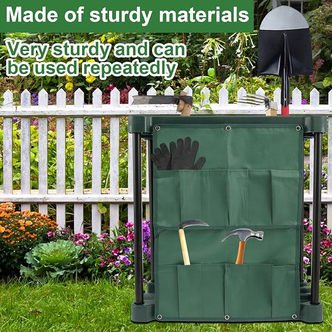 Garden Tool Storage Rack Lightweight Construction Farm Tool Organizer Complete with Slots and Brackets Garden Tools Ideal for Garden Sheds(Dark Green)