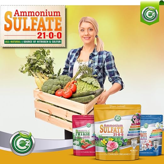 Ammonium Sulfate Fertilizer AMS 21-0-0 +24% Sulfur - Made in USA Plant Food for Fruit, Vegetables, Acid Loving Plants Soil Acidifier to Lower pH in Alkaline Soil