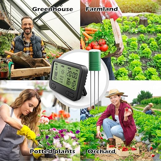 Soil Moisture Meter for Plants, Multi-Zone Wireless Soil Test Kit & Soil Thermometer, TDR4-in-1 Plant Water Meter, 230ft RF, IPX5 Waterproof, Indoor Outdoor Garden Lawn Farm(Display+2Sensor)