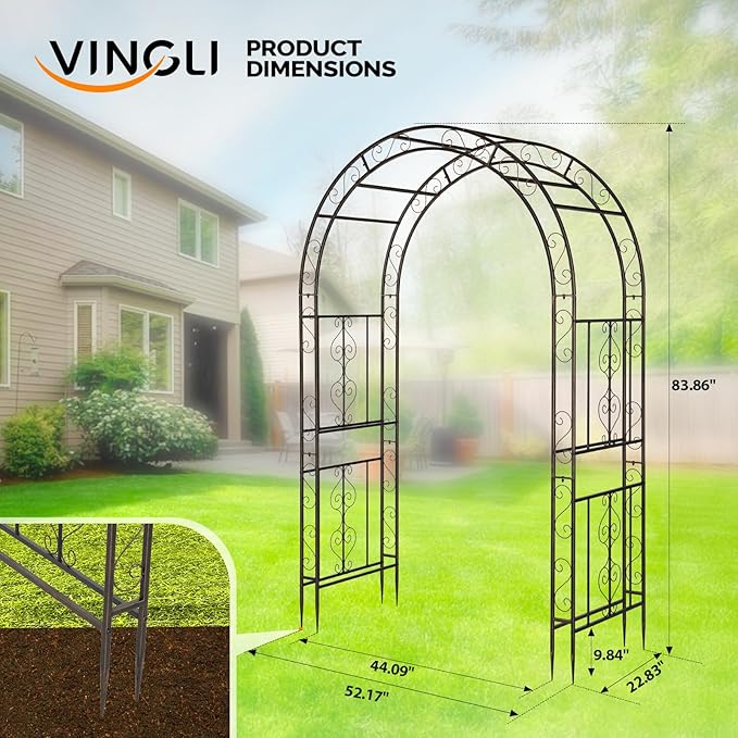 VINGLI Garden Arbor, Double Layer Arch Archway for Wedding Ceremony Party, Steel Garden Trellis for Plant Climbing, Christmas Garden Decorations Pergola for Garden, Backyard, Lawn (Bronze)
