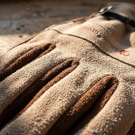 Leather Work Gloves for Women with Cotton Lining, Thorn Proof Gardening Gloves for TIG/MIG Welding, Construction (Brown, XX-Large)