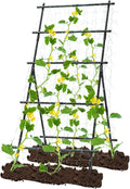 FOLLOOK Garden Trellis for Climbing Plants, 6ft Cucumber Trellis for Raised Bed, Pea Grape Vine Tomato Trellis Cattle Panel A Frame Vegetable Plant Support Outdoor for Backyard, Black
