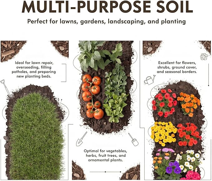 All Purpose Top Soil Pail, Garden Potting Soil Indoor Plants Mix and Potting Soil Outdoor Plants, Versatile Potting Mix for Flowers Vegetables Shrubs and Landscaping (35 lb)