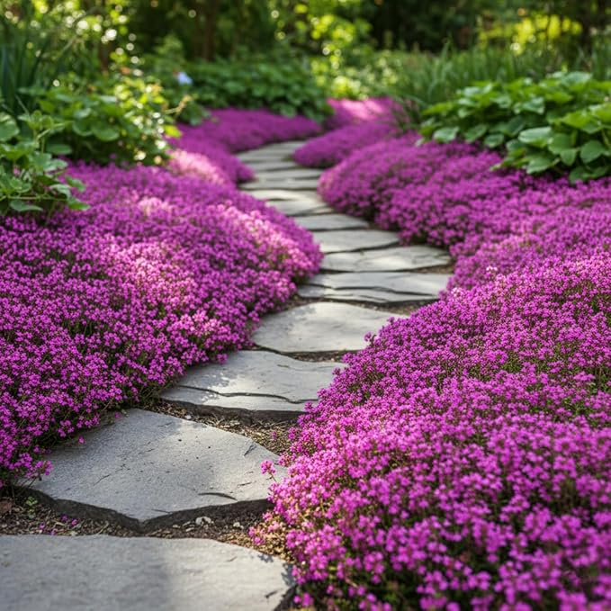 20,000+ Creeping Thyme Seeds Ground Cover, Non-GMO Perennial Flower Seeds, Hardy Thymus Serpyllum, Creeping Phlox Alternative for Landscaping & Garden Paths (Hot Pink)