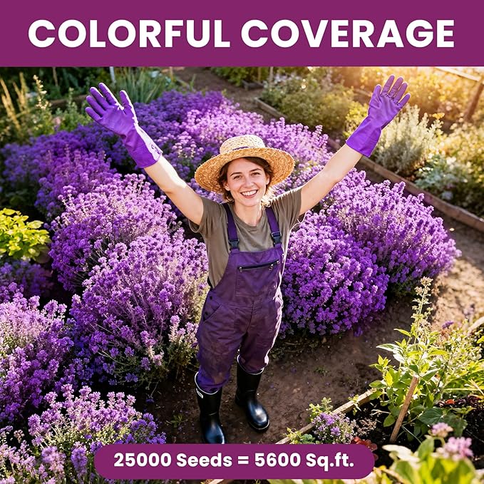 20000+pcs Creeping Thyme Seeds for Planting – Non-GMO Ground Cover Flowers –10g Edible Herb Seeds for Planting Lawns & Paths