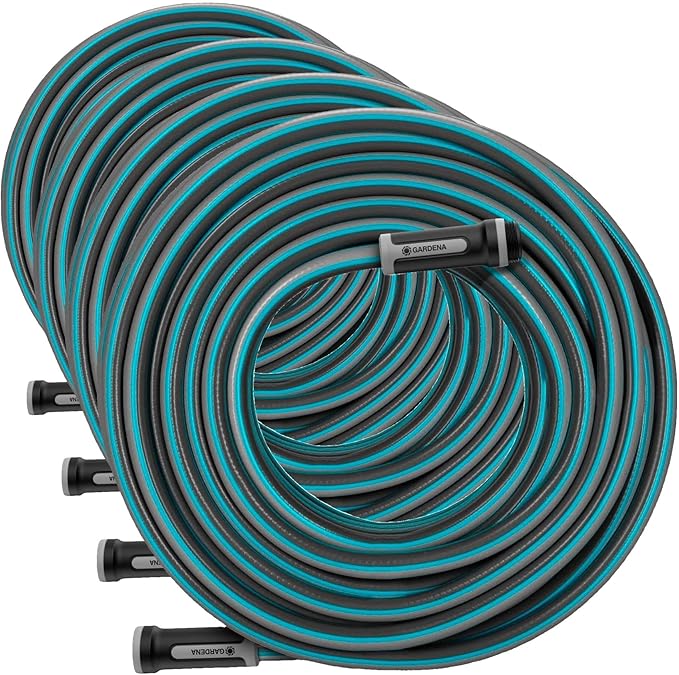 20530 | 50' Foot 5/8" Heavy-Duty Gardening Hose | Heavy-Duty 5-Ply Design, Includes US Hose Threads, European Made, Kink-Resistant (Pack of 4)