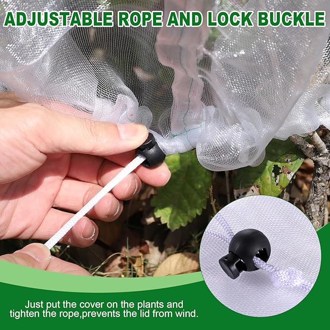 4 Pack Garden Netting for Blueberry Bushes 2.7ftx 3.3ft with Drawstring Garden Mesh Nets Insect Netting Plant Row Covers Protection Bags for Fruit Trees Shrubs Vegetables Flowers Herbs