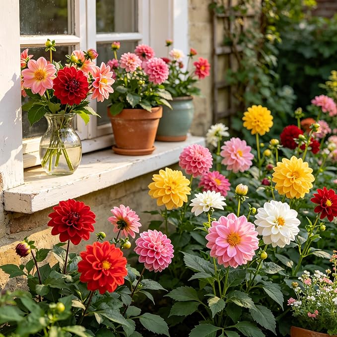 CarpetC 1000+ Mixed Dwarf Dahlia Seeds for Planting, Compact Perennial with Long-Lasting Blooms, Non-GMO Heirloom Dahlia pinnata for Garden Borders, Containers & Cut Flowers