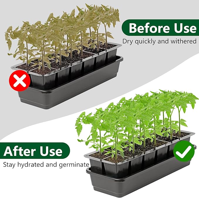EBaokuup 12 Pcs 12-Cell Replacement Capillary Mats-18.5 x 3.5 Inches Self Watering Seed Starting Mat-Capillary Mats for Indoor Gardening Greenhouse Plant Seed Starting