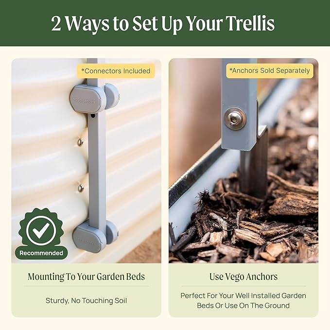 Vego Garden Modular Wall Trellis System, Triple Section 4.0' Long for 2.0' x 4.0' Garden Beds