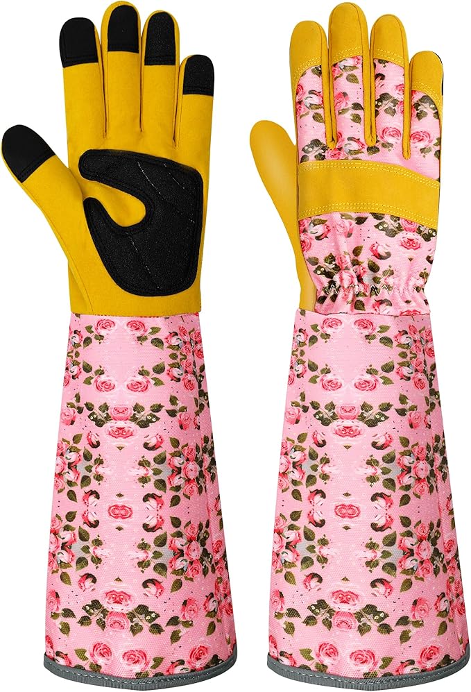 Long Gardening Gloves for Women Thorn Proof Leather Garden Gloves Breathable Working Gloves for Women Yard Outdoor