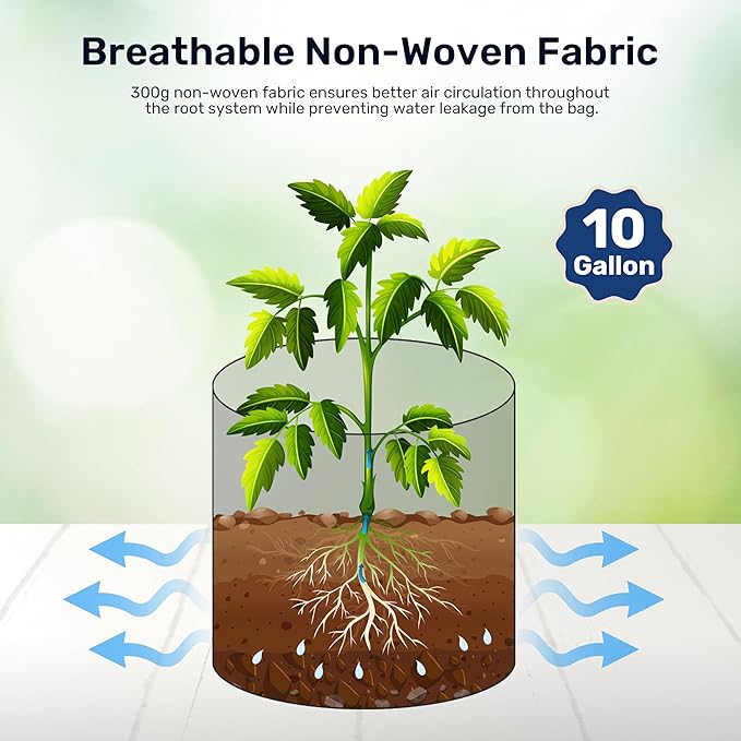 iPower 6 Pack 10 Gallon Potato Grow Bags with Flap, Garden Planting Pot with Durable Handle and Harvest Window, Thickened Nonwoven Fabric Container for Potato, Tomato, Vegetable, Carrot and Fruits