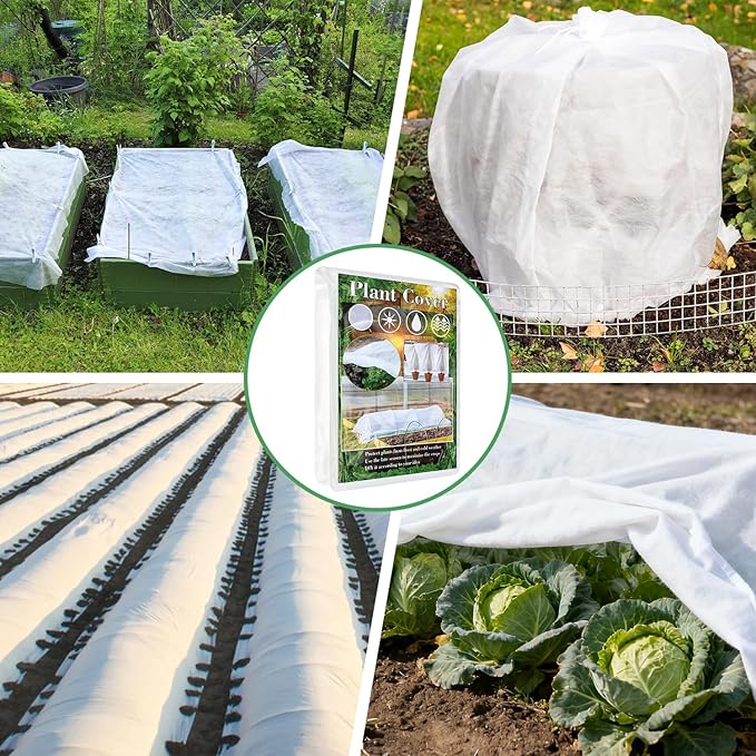 Plant Covers Freeze Protection 6.6 ft x 16 ft Floating Row Cover 1oz/yd² Garden Fabric Plant Cover for Winter Frost/Sun Pest Protection