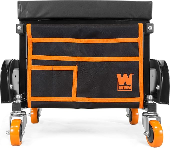 WEN GG1400 400-Pound Capacity Garage Glider Rolling Tool Chest Seat with Storage Pouch