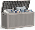 Mars Villa 60 Gallon Outdoor Storage Bench, Deck Box Waterproof Outside Resin Storage Bin for Outdoor Patio Furniture Cushion, Pool Supply, Garden Tool, UV-Resistant and Weatherproof, Rattan Greige