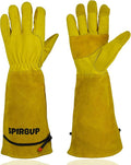 Cowhide Rose Pruning Gloves, Thorn Proof Long Gardening Gloves for Women & Men, Durable Gauntlet for Cactus Handling