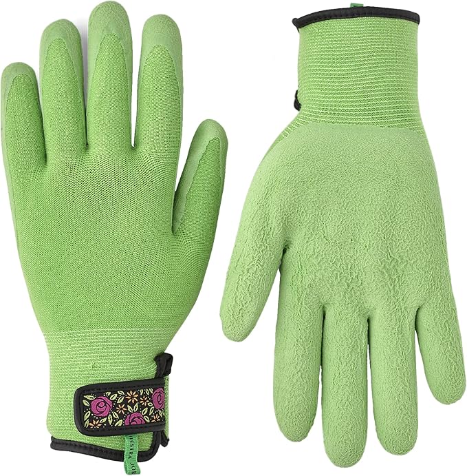 Garden Latex Protective Gardening Gloves | Close-Fitting Sustainable Yarn Gloves for Planting, Weeding and Gardening - Light Green - 7