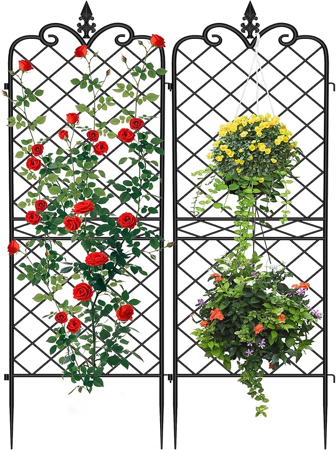 AMAGABELI GARDEN & HOME Garden Trellis 2 Pack 71”x20” Heavy Duty Rustproof Wall Trellis for Climbing Plants Outdoor Metal Decoration Large Trellis for Potted Plants Support Trellis Roses Black