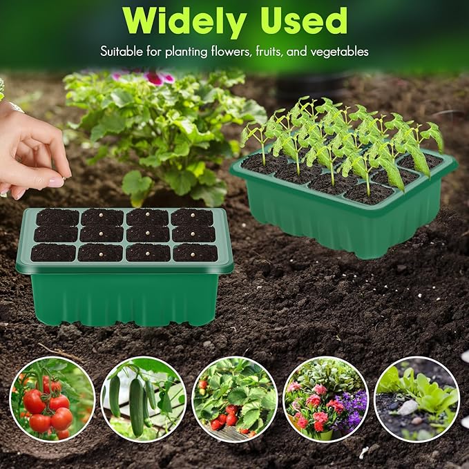 Seed Starter Kit with Grow Light, Flantor 72-Cell (6 Pack) Seed Starter Kit with Full Spectrum Grow Light, Auto Timer & Adjustable Brightness, 12-Cell Trays, Humidity Domes and 30 Plant Labels