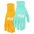 Mud - Women's Everyday Mud, Mini-Dot Palm, 2 PK, Nylon Knit, Lightweight Garden Gloves, Saffron & Mint Colored, Medium/Large (MD35001M-WML2P)