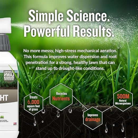 Turf Titan Thatch Buster Liquid Lawn Aerator and Dethatcher (32 oz) with Hose End Sprayer – Liquid Soil Loosener for Compacted & Clay Lawns – Improves Drainage & Root Growth – Covers 6,000 Sq Ft