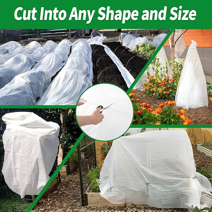 Avalution 5 Pack Plant Covers Freeze Protection, 10x50 FT Frost Cloths for Outdoor Plants, 0.9 oz/yd² Reusable Frost Blankets for Outdoor Plants, Row Covers for Vegetables Season Extension