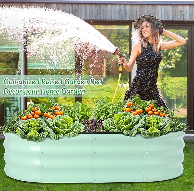 Galvanized Raised Garden Bed Kits Outdoor Metal Raised Planter Bed for Vegetables Flowers Ground Planter Box-Olive Green, 46.5 x 23.6 x 11.8 in