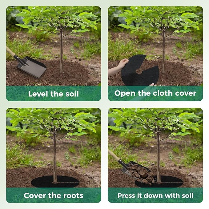 Tree Mulch Ring, 3 Pack 24.41" Non-Woven Tree Mulch Ring, Reusable Tree Ring Mulch Mat, Degradable Weed Control Fabric Mat for Landscaping Weed Control Root Protection, Tree Barrier Ring