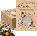50Pcs Wildflower Seed Packets Baby in Bloom Kraft Envelopes with Window Resealable Rustic Floral Seed Storage Pockets for Garden Office Party Favors Supplies, 2.8 x 3.9 inch