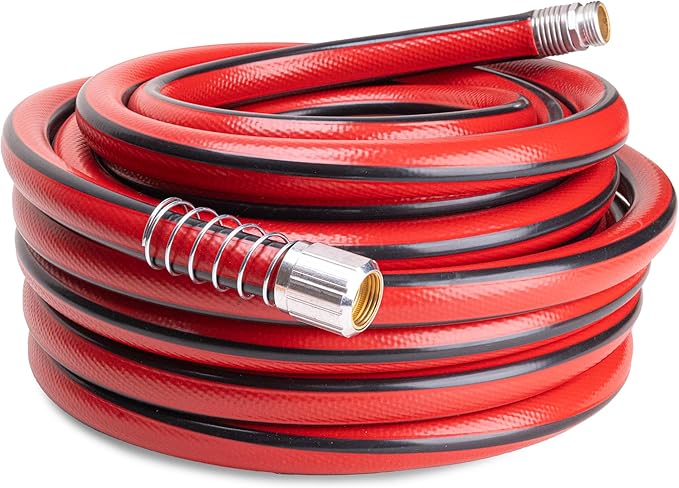 Kink Control Contractor Grade Hose with High Burst Strength, Spring Coil and Crush Resistant Couplings, Made in the USA 3/4 x 50 ft