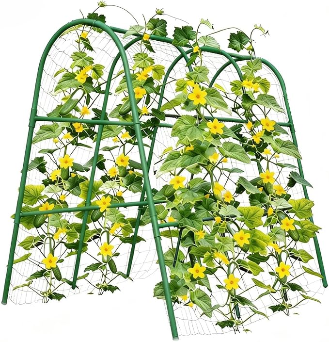 Garden Arch Trellis for Climbing Plants Outdoor, 4 ft x 5.3 ft Cucumber & Melon Trellis for Raised Beds, u-Shape Plant Support for Climbing Vegetables, Grapes & Roses, Green