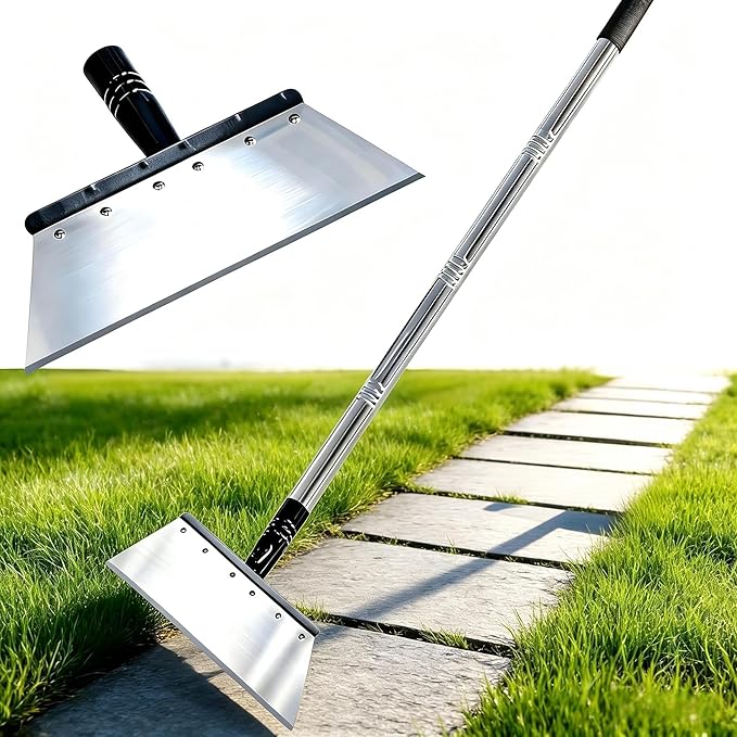 RISETEX Multifunctional Garden Flat Shovel，57" Heavy Duty Stainless Steel Cleaning Tool with Adjustable Handle for Weeding, Lawn Edging, Snow/Ice Removal & Digging, Durable Outdoor Spade & Scraper