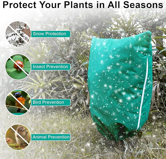 Insoma 2 Packs 2.2 oz/yd² Plant Covers Freeze Protection 47.7" W X 71.7" H, Outdoor Plants Frost Protection Covers with Zipper & Drawstring, Frost Blankets for Tree in Winter