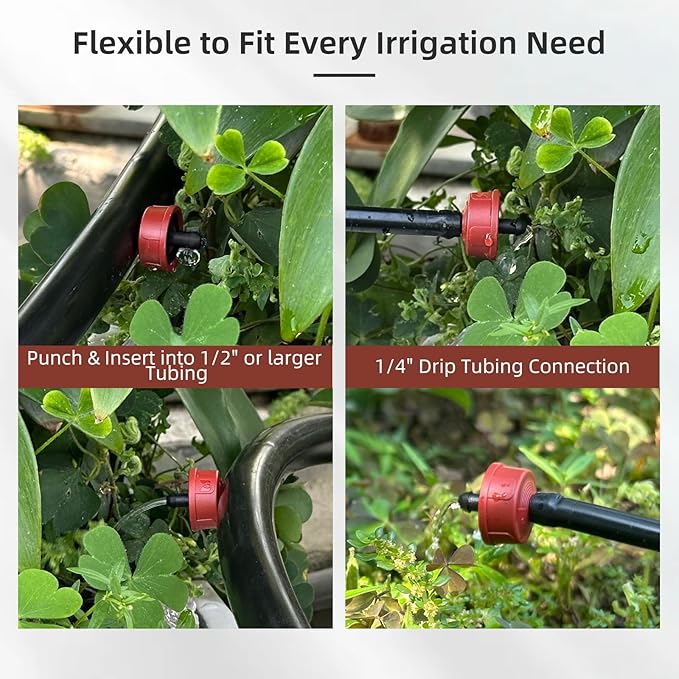 60PCS 1 GPH Pressure Compensating Drip Irrigation Spot Watering Drippers/Emitters, Self-Cleaning Constant Flow Drip Irrigation Emitters Heads Irrigation Drippers Parts for Drip Irrigation System