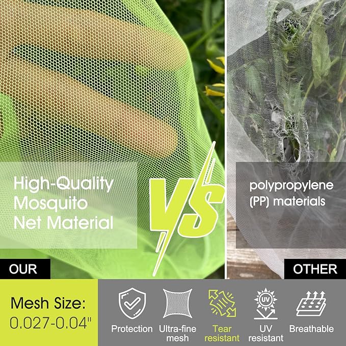 Fruit Tree Netting, RIFNY 5.84 X 3.9 FT and 3.9 X 3.3 FT Blueberry Bush Netting Cover with Zipper Drawstring, Mosquito Net Garden Netting Protector Plant from Birds Cicadas Insect (4 PCS, Green)