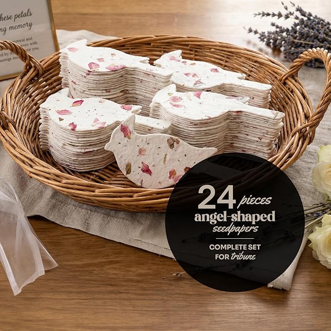 Plantable Wildflower Seed Paper - 24pcs Pink Cardinal-Shaped for Funeral Favors, Memorial Gifts, & Sympathy Gifts for Loss of Father and Mother