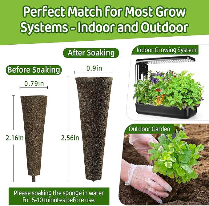 121 Pack Seed Starter Pods Kit for AeroGarden, Including 50pcs Grow Sponges, 50pcs Pod Lables, 1 Tweezers & 20pcs Tags, Replacement Root Growth Sponge for Most Hydroponics Growing System Seed Pods