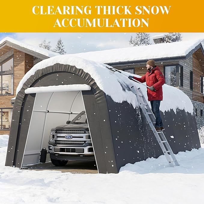 Domed Carport with 4 Cloth Bags, Portable Garage with 2 Roll-up Doors, Heavy Duty Car Canopy Party Tent, All-Season Storage Shelter Shed for Cars, Truck, or Garden Tools, 10' x 20'
