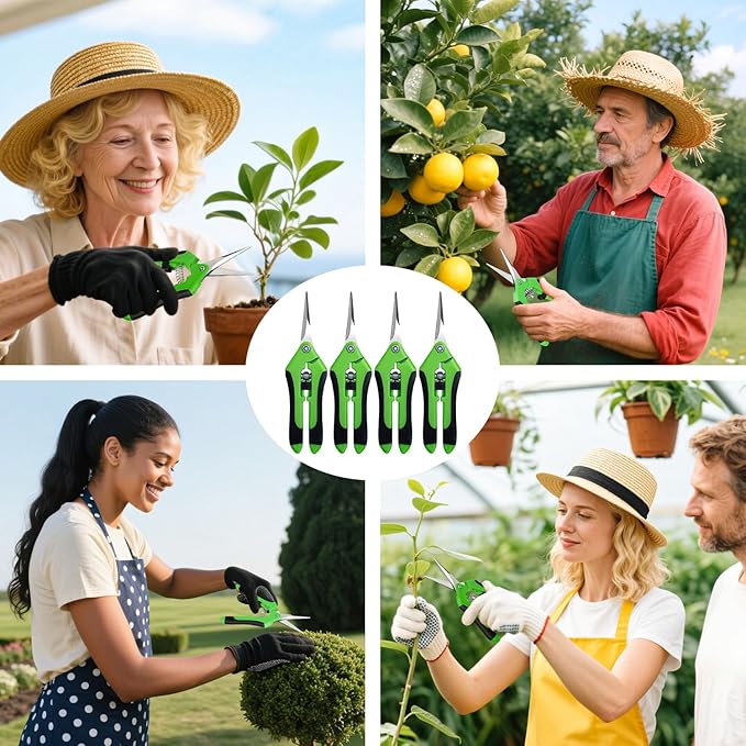 EWPJDK 4 Pack Garden Shears, Stainless Steel Shears Gardening Tools, Scissors, Garden Clippers, Pruning Shears for Gardening Shears & Scissors (Green)