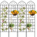 Giantex 4 Packs 86"x20" Metal Garden Trellis for Outdoor Climbing Plants, Heavy-Duty Plant Support for Vine Rose Vegetable Flower, Rustproof Black Metal Coating Patio Trellis Arch Decorative Fence