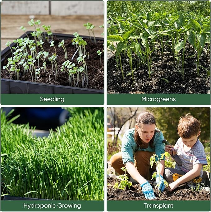 Sckee Upgraded 20 Pack Plant Growing Trays Seed Starting Tray Microgreens Growing Trays Seedling Plant Germination Starter Tray Transplant Fodder Flats, No Holes, No Leakage, Reusable (1015)
