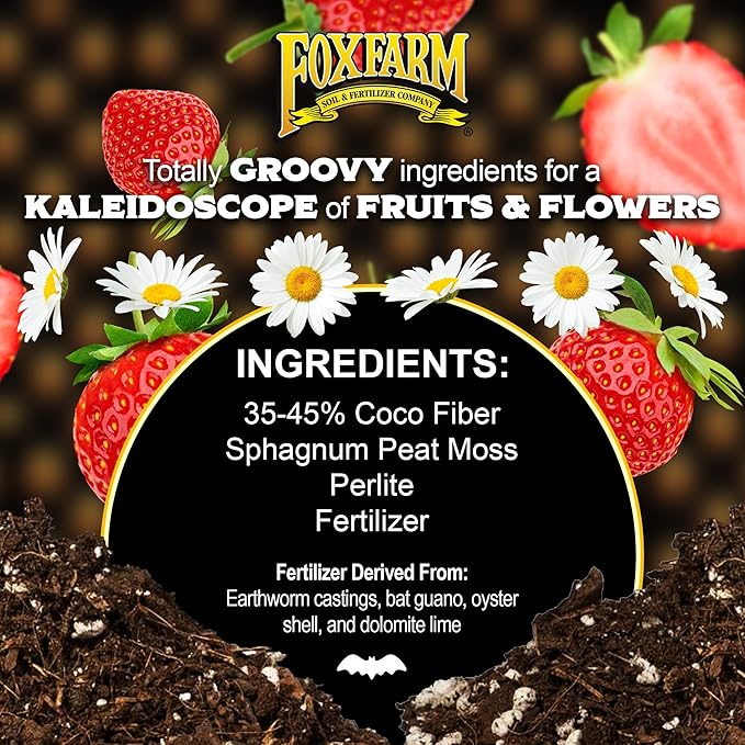 FoxFarm Strawberry Fields Fruiting & Flowering Potting Soil, 1.5cu ft - Use to Increase Blooms, Fruits, and Berries - Made for the Fruiting and Flowering Stages of Plants