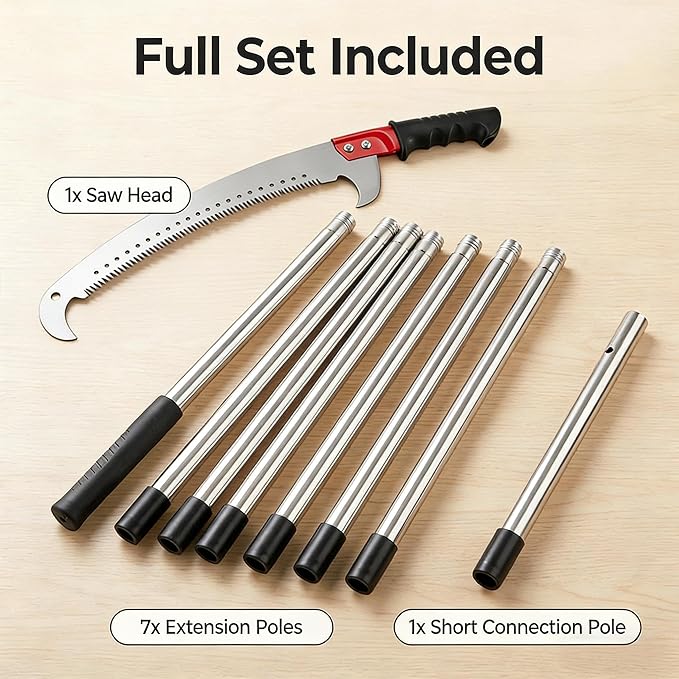 RISETEX Pole Saws for Tree Trimming 11.8 FT, Manual Pruning Saw with Manganese Steel Blade, Long Reach Branch Cutter Pole Pruner, Lightweight Tree Trimmer for Yard Garden Forestry