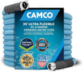 Camco EVOFlex 35-Ft RV Drinking Water Hose - Features Extra Flexible Design w/Stainless Steel Strain Relief Ends - Lead-Free, BPA-Free and Phthalate-Free - 5/8” Inside Diameter (22595)
