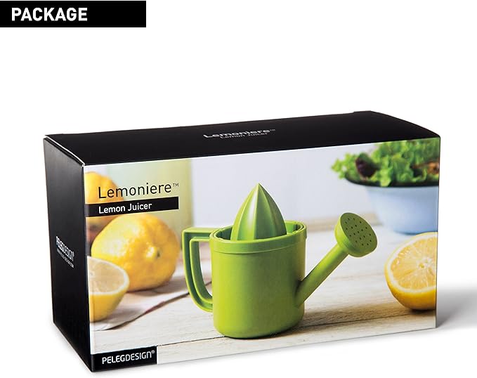 Peleg Design Lemoniere Original Watering Can-Shaped Manual Hand Juicer, Green Plastic Squeezer with Pourer for Lemon or Citrus Juice with Flip Lid for Storage