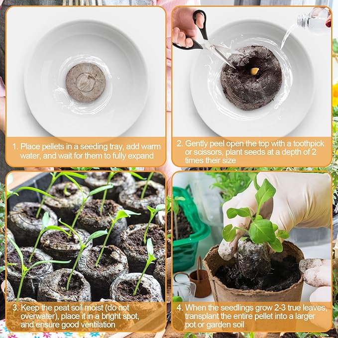 Legigo 200 Pcs 36mm Seed Starter Peat Pellets Pods for Seedlings- Compressed Seed Starting Pellets Seed Starter Pods Plugs Soil Peat Pods for Starting Seeds, Garden Planting Herb Flower Vegetables