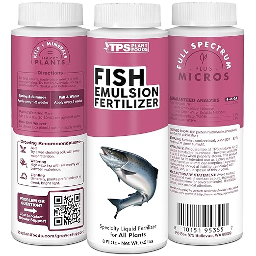 Fish Emulsion Fertilizer – Liquid Organic Fish Emulsion Fertilizer for Plants & Vegetables, 1 Gallon