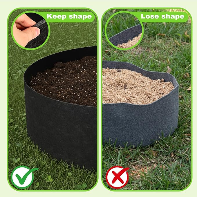 Hushee 3 Pack Plant Grow Bags 50/95/100 Gallon Large Round Grow Bags Raised Garden Beds Planters Pots Heavy Duty Fabric Cloth Black for Garden Flowers Vegetable Herbs Plants Outdoor Containers Favors